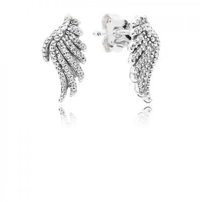Pandora Jewelry Majestic Feathers With Clear CZ Stud Earrings