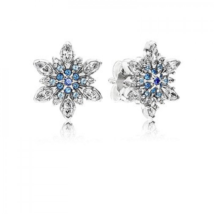 Pandora Jewelry Crystalized Snowflake With Blue Crystals & Clear CZ Earrings