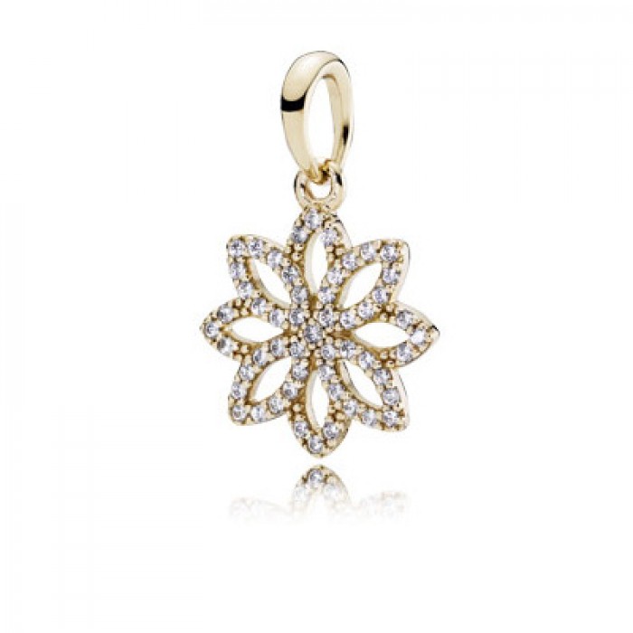 Pandora Jewelry Floral Pendant In 14k With Clear Cubic Zirconia