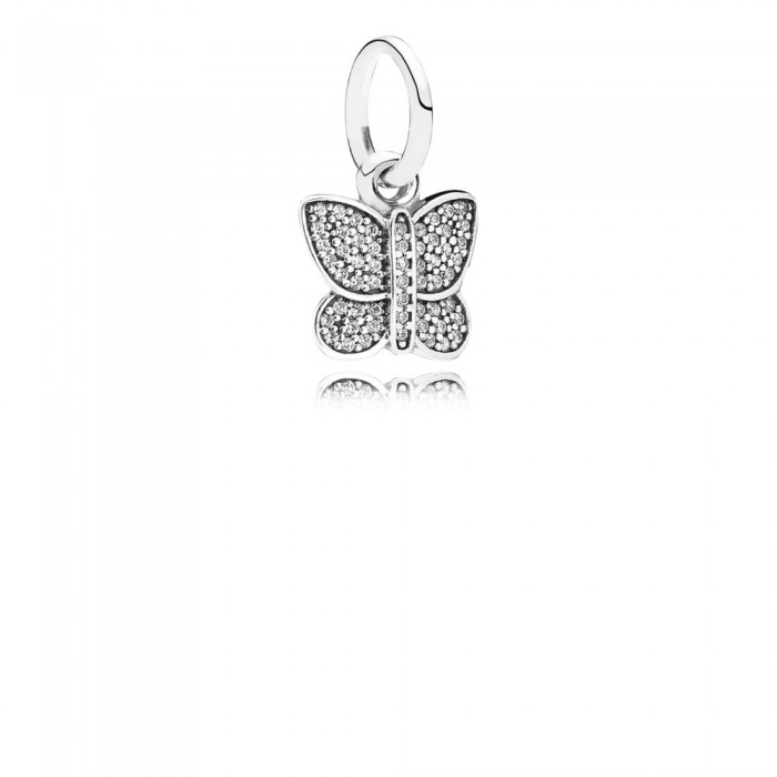 Pandora Jewelry Butterfly Silver Dangle With Cubic Zirconia