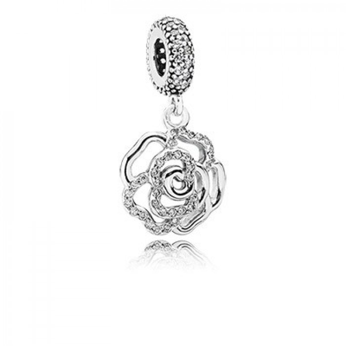 Pandora Jewelry Shimmering Rose With Clear CZ Dangle