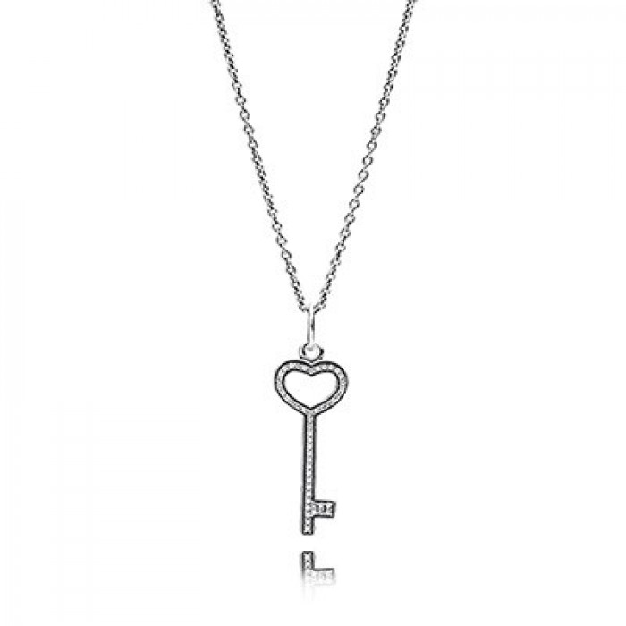 Pandora Jewelry Unlock My Heart With Clear CZ Necklace