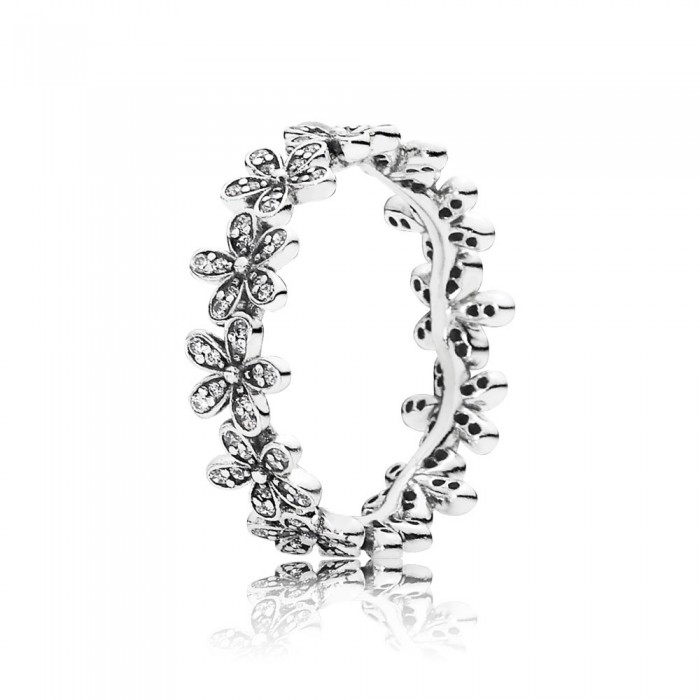 Pandora Jewelry Daisy Silver Ring With Cubic Zirconia Sale