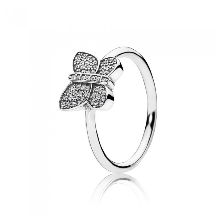 Pandora Jewelry Jewelry Butterfly Silver Ring With Cubic Zirconia