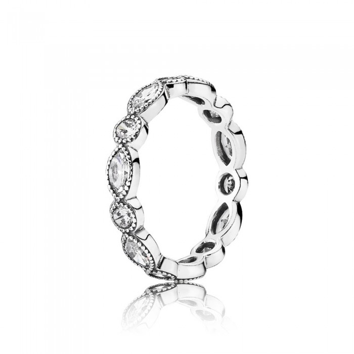 Pandora Jewelry Round And Oval Eternity Silver Ring With Cubic Zirconia