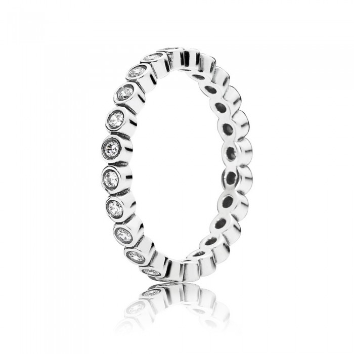 Pandora Jewelry Small Round Eternity Silver Ring With Cubic Zirconia