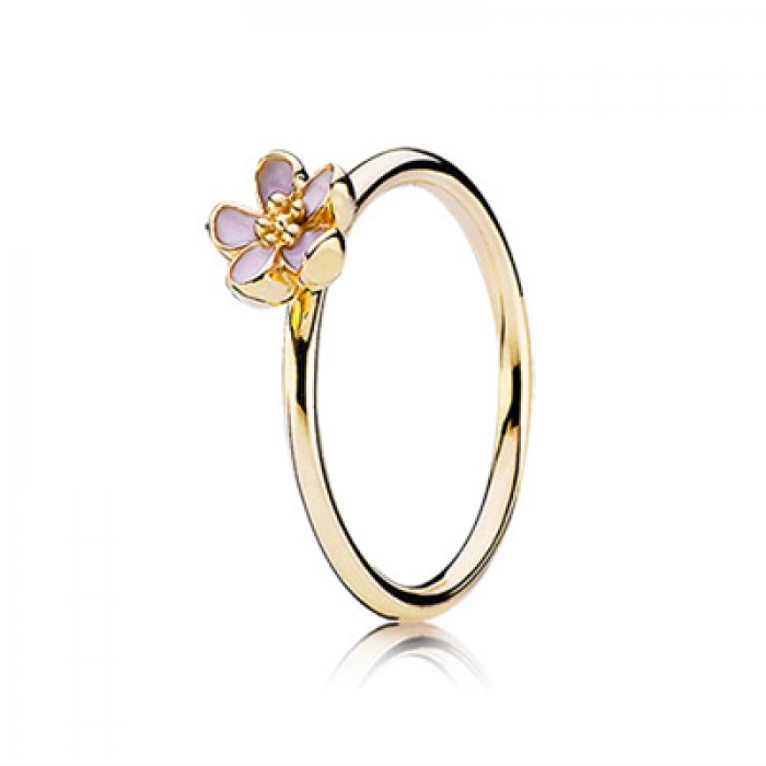Pandora Jewelry Gold Ring With Pink Enamel