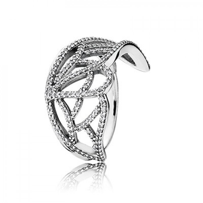 Pandora Jewelry Butterfly Wing Silver Ring With Cubic Zirconia
