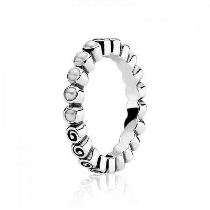 Pandora Jewelry Ocean's Treasure With White Pearl Stackable Ring
