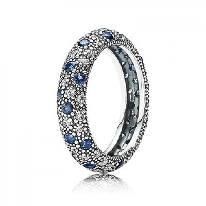 Pandora Jewelry Cosmic Stars With Clear CZ And Midnight Blue Crystal Ring