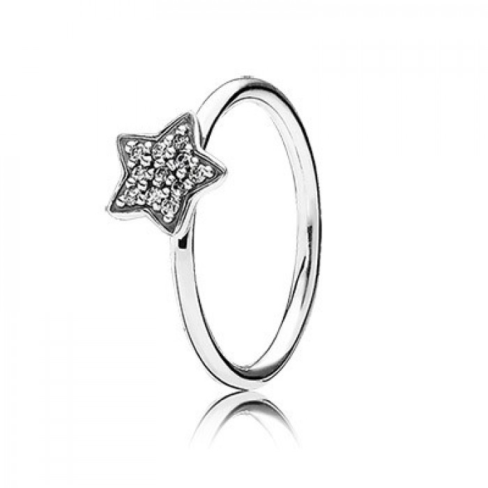 Pandora Jewelry Star Silver Ring With Pave Set Cubic Zirconia