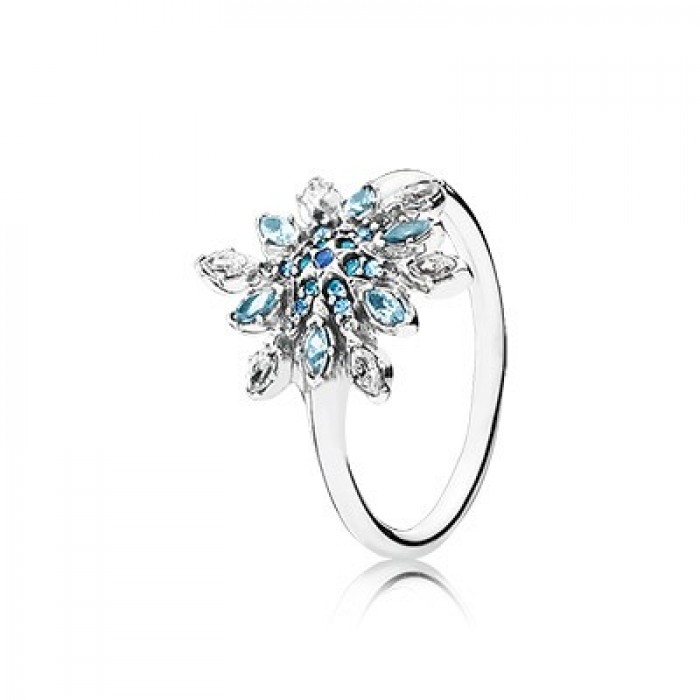 Pandora Jewelry Crystalized Snowflake With Blue Crystals & Clear CZ Ring