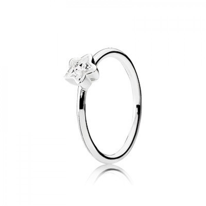 Pandora Jewelry Silver Star Ring With Clear Cz