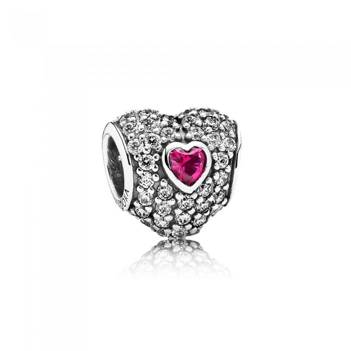Pandora Jewelry In My Heart-Clear Cz & Synthetic Ruby Charm