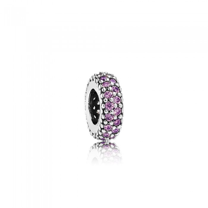 Pandora Jewelry Abstract Silver Spacer With Fancy Purple Cubic Zirconia