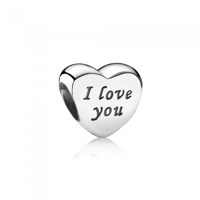 Pandora Jewelry Heart Silver Charm With Engraving I Love You