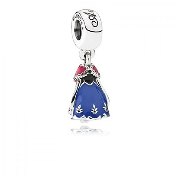 Pandora Jewelry Silver Disney Anna Dress Dangle Charmwith Blue Enamel