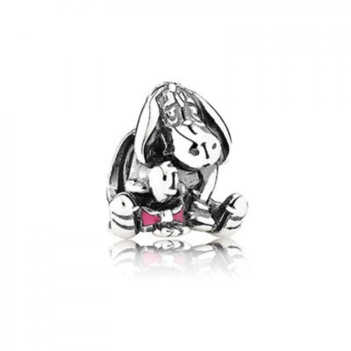 Pandora Jewelry Disney Eeyore Silver Charm With Dark Pink Enamel