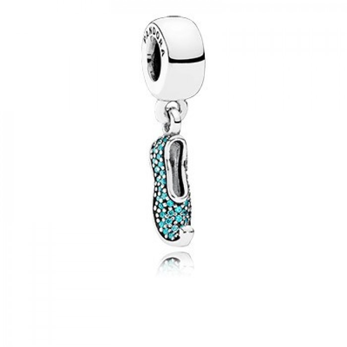Pandora Jewelry Disney Jasmine's Sparkling Slipper With Teal CZ Dangle