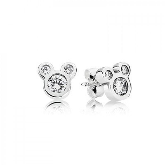 Pandora Jewelry Silver Disney Mickey Earring Stud With Clear Cz