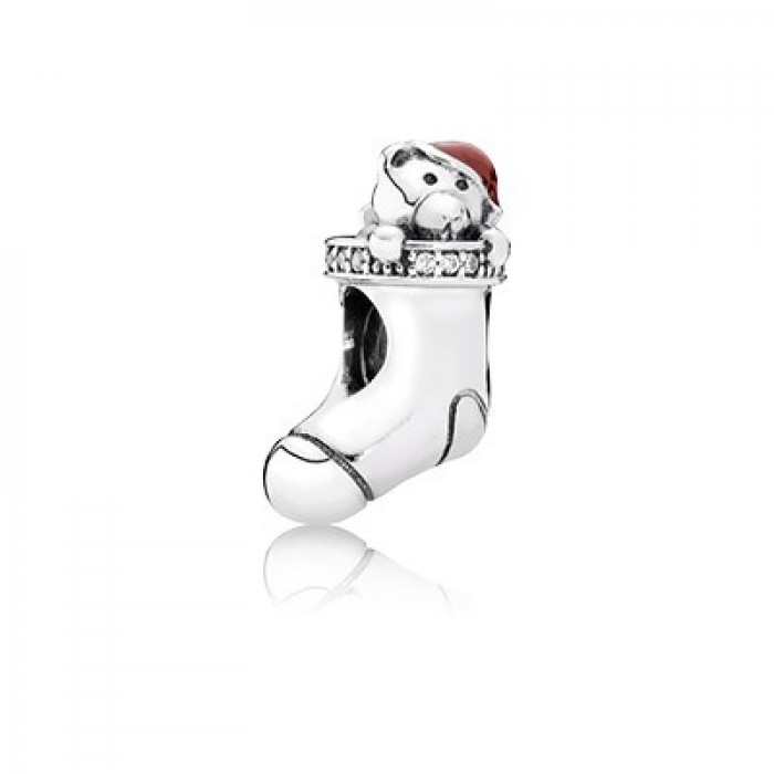 Pandora Jewelry Christmas Stocking With Red Enamel & Clear CZ Charm