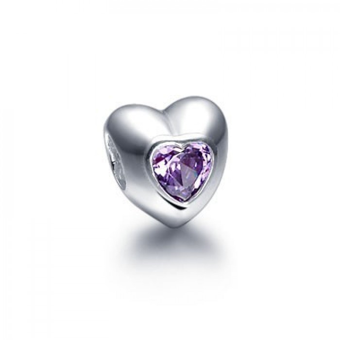 Pandora Jewelry Gems And Silver Purple Hearts YTIKE Charm