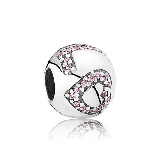 Pandora Jewelry Surrounded By Love Charm With Pink CZ 791196PCZ-925 Sterling Silver