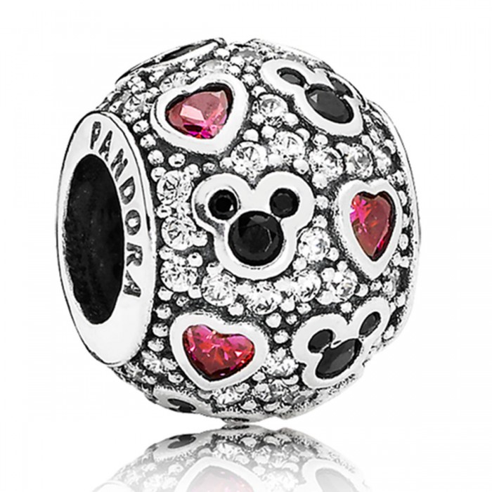 Pandora Jewelry Disney Sparkling Mickey & Hearts Charm